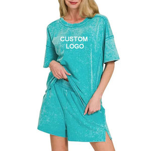 2026 Summer New Arrival 2 Piece Shorts <b>Set</b> Causal Fit Fitness Streetwear Custom own Logo Oversized Acid Wash T Shirt Short <b>Set</b> - Product Image 5