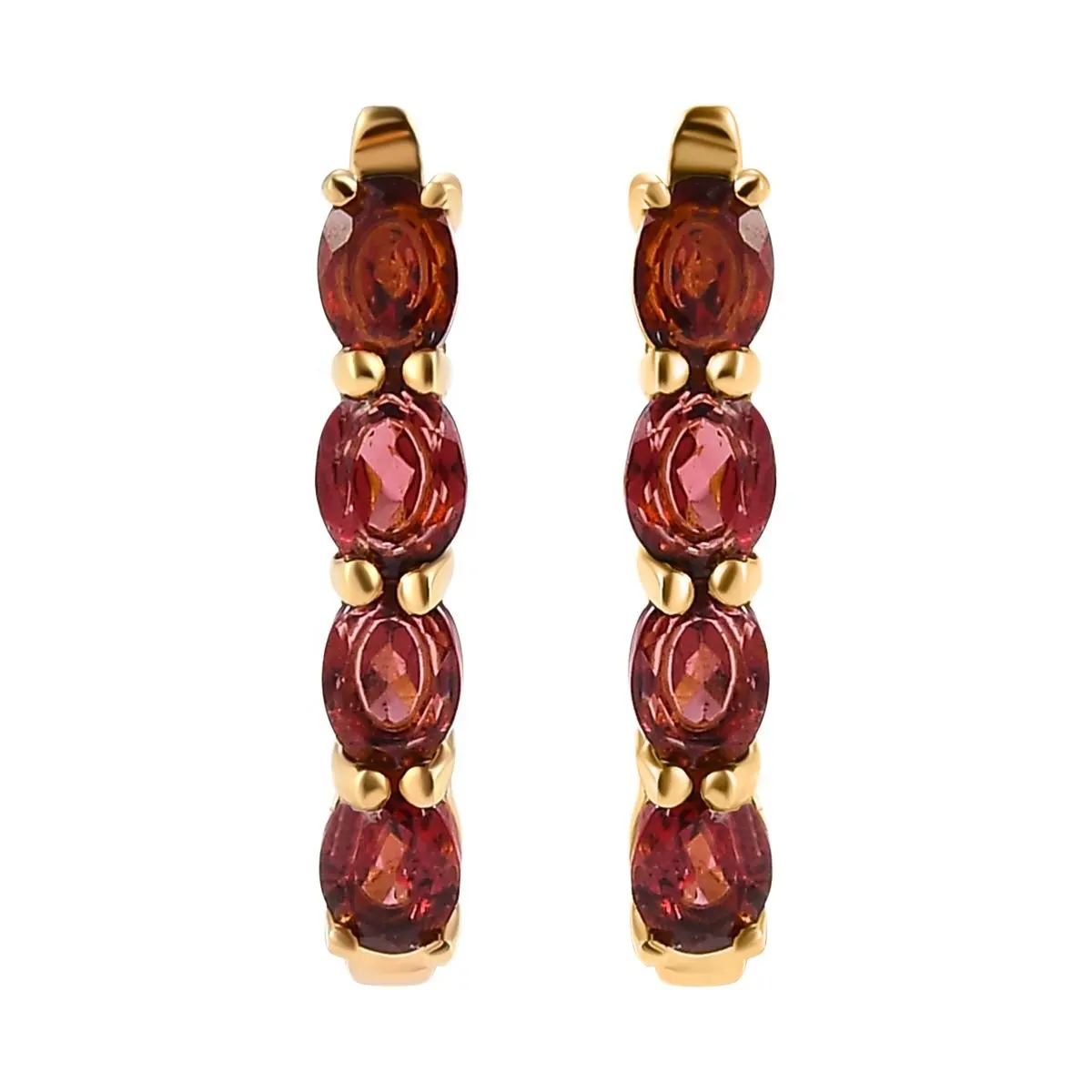 Anting-anting lingkaran Huggie Garnet Timur dalam 14K kuning emas lebih dari perak murni anting-anting grosir kualitas tinggi perhiasan untuk wanita