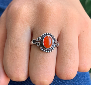 Bague en argent sterling 925 avec pierre de cornaline, faite à la main, coupe ovale, pour un cadeau de mariage, de Noël ou de la Saint-Valentin - Product Image 6