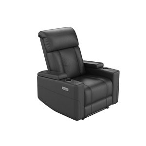 Poltrona reclinabile elettrica Ebony con doppio vano portaoggetti e portabicchieri, colore nero - Product Image 3