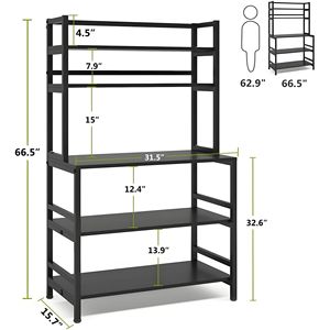 Carrello da Cucina Industriale a 5 Ripiani con Forno a Microonde Integrato, Mobiletto e Scaffale per Pasticceria, per Organizzazione e Stoccaggio in Cucina - Product Image 4