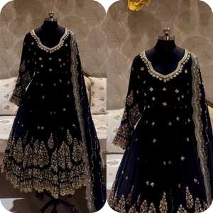 Fournisseur en gros de robes longues brodées en georgette pour femmes, avec pantalon en micro-crêpe et dupatta, robe de haute qualité avec paillettes de 5 mm. - Product Image 2