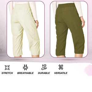 Pantalon Capri en Coton Coupe-Vent avec Impression par Transfert Thermique pour Femme, Taille Haute, Séchage Rapide, Coupe Droite et Ample - Product Image 4