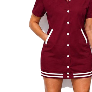 Premium DST S-2XL Sports Style Summer Baseball Shirt Mini <b>Dress</b> Women Short Sleeve Button Bodycon Casual <b>Dress</b> Streetwear - Product Image 3