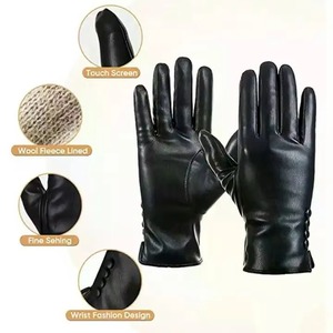 Gants d'hiver en cuir chaud de haute qualité, gants thermiques isolés pour le travail en extérieur, la conduite et la protection contre le froid - Product Image 4