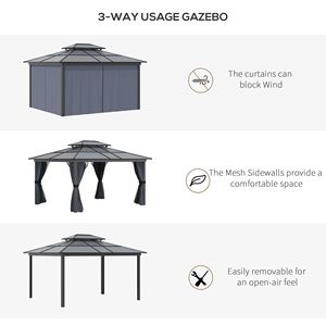 10FT X 12FT Hardtop Gazebo <b>Canopy</b> Polycarbonate <b>Roof</b> Aluminum Frame Women's Coats for Outdoor Pavilion Permanent Pavilion - Product Image 5
