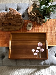Unique Floral Printed Wooden Tray Food Safe Decorative Serving Tray Classic Dining <b>Tableware</b> Wholesale Factory Price for FBA Sel - Product Image 3