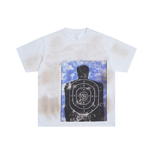 T-shirt à manches courtes tie-dye pour homme, col rond, style streetwear, imprimé silhouette de cible de tir - Product Image 1