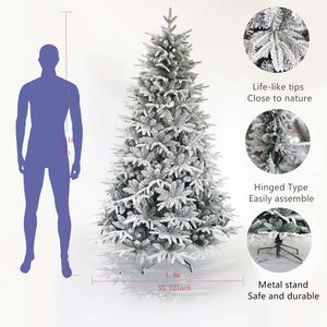 Albero di Natale Artificiale in Pino con Articolazioni, 2,1 m, Effetto Neve e Punte Bianche Realistiche, Non Illuminato - Product Image 2