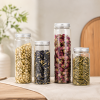 Pot en plastique PET transparent avec couvercle en aluminium et impression sérigraphique pour l'emballage de thé, de noix et de compléments alimentaires en détail