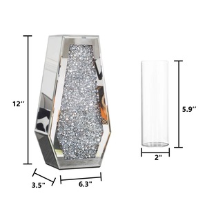 Vase de table en fer martelé craquelé transparent de luxe, support décoratif pour fleurs, pour salon, vente en gros, moderne, élégant et stylé - Product Image 1