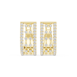 Pendientes de Aro Huggie de Lujo para Mujer, en Oro Amarillo de 14K, con Múltiples Hileras de Diamantes Cultivados en Laboratorio, Corte Brillante Redondo de 0.54ct - Product Image 1