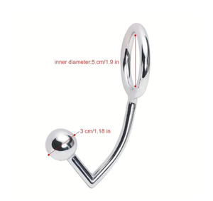 Anillo para Pene de Metal Plateado con Tapón y Bola, Impermeable, Ajustable, Accesorio Íntimo para Adultos, para Estimulación - Product Image 5