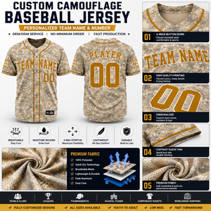 Camiseta de Béisbol con Camuflaje Personalizada, Nombre del Equipo y Número Personalizados, Uniforme con Botones, Fabricante OEM ODM - Product Image 3
