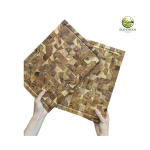 Planche à découper en bois de teck massif, bloc de boucher à grain transversal, épaisse, pour la préparation des aliments en cuisine - Product Image 2