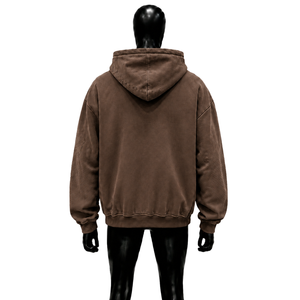 Nouveau sweat à capuche zippé marron oversize de qualité supérieure, en molleton délavé avec motif, style streetwear, confort optimal, doux et chaleureux, French Ter - Product Image 2