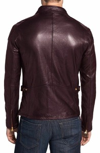 Champ King VESTE EN CUIR PREMIUM DE HAUTE QUALITÉ pour hommes Coupe-vent Col montant Décontractée - Product Image 4