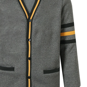 High Quality Custom Fraternity Alpha Grey Men's <b>Cardigan</b> Embroidered Fleece V-Neck <b>Button</b> Wholesale Greek Clothing Breathable - Product Image 3