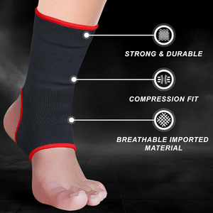 2026 Top Rank Boxing Protection <b>Ankle</b> <b>Support</b> Sleeve Black with Red Trim Compression Wrap for Adults Unisex Sports Protection - Product Image 2