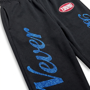 Pantalon de survêtement noir personnalisé pour homme, imprimé pailleté, coupe décontractée, pour l'automne - Product Image 3