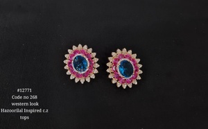 Boucles d'oreilles élégantes en zircon cubique, plaquées laiton, forme de fleur, double pierre, bijoux pour femme, pour anniversaire ou soirée - Product Image 5