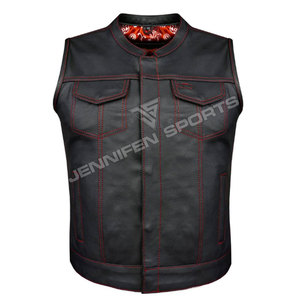 Chaleco de cuero genuino de vaca transpirable y profesional para mujer, al mejor precio, MOQ bajo, listo para enviar, chaleco de cuero para motocicleta en venta - Product Image 1