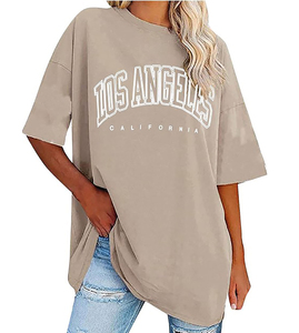 T-shirt décontracté pour femme, coupe classique, col rond, manches courtes, imprimé Los Angeles Californie, 100 % coton tricoté, respirant, anti-boulochage - Product Image 3