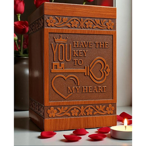 Engraved Wooden Cremation Urn Box - 'You Have the Key to My Heart' - Personalized <b>Memorial</b> Funeral <b>Memorial</b> <b>Keepsake</b> by AYAANS - Product Image 2