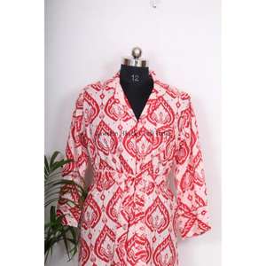 Vestido Midi de Verano para Mujer, Hecho a Mano, Ecológico, Lavable, de Secado Rápido, 100% Algodón, Ajustado, con Botones, Cuello en V, Manga 3/4 - Product Image 4