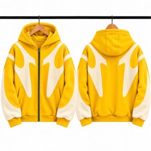 Sudadera con capucha unisex con cremallera y bloques de color, estilo urbano, chaqueta de otoño, 100% algodón, estampado digital - Product Image 5