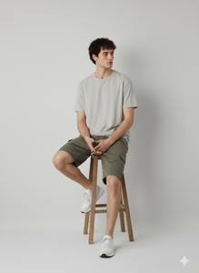 กางเกงขาสั้นเบอร์มิวด้าผู้ชายแบบลำลองเอวกลาง พิมพ์ลายด้วยความร้อน น้ำหนัก 160 กรัม มีหลายกระเป๋า เป็นมิตรกับสิ่งแวดล้อม กันยับ ติดกระดุม - Product Image 4