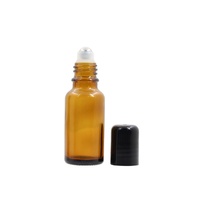 Flacon à bille en verre ambré en gros, 5 ml, 10 ml, 15 ml, 30 ml, 50 ml, 100 ml, rechargeable, pour huiles essentielles et sérums