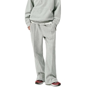 Custom Streetwear Flare Jogger Grey Cotton Sweatpants <b>Split</b> Bottom Loose Wide Leg Mens Sweatpants With Pockets - Product Image 1