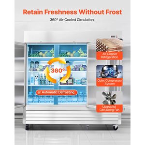 Frigorifero Commerciale in Acciaio Inossidabile 85"W 69 Cu.Ft. Frigorifero Verticale a 3 Porte con Sbrinamento Automatico e 12 Regolazioni - Product Image 2