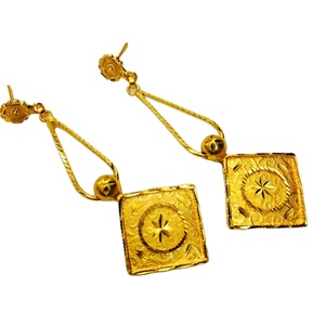 Pendientes de CHARM con plataforma de oro de 18K para niña y mujer, joyería - Product Image 1