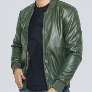 Veste en cuir véritable unisexe pour homme 2023, col montant personnalisé, logo sur le devant, vente en gros de haute qualité - Product Image 2