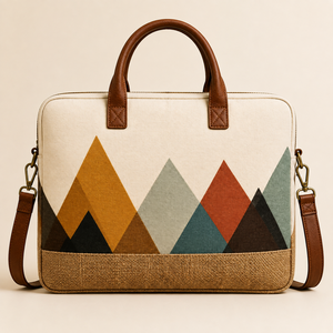 Mochila Geométrica para Estudiantes, Diseño Clásico Ecológico y Duradero con Material de Yute y Lona para la Universidad y la Oficina - Product Image 6