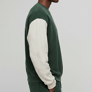 Sudaderas de invierno para hombre con hombros caídos, bloques de color, logotipo bordado personalizado, apliques y efecto lavado a la piedra, estilo streetwear. - Product Image 5