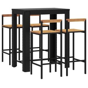 Conjunto de Bar de Jardín de Ratán PE Negro con Reposapiés Estándar, Colección de Muebles Duraderos para Exteriores - Product Image 3