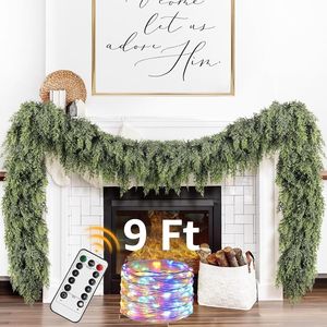 Guirnalda Navideña Realista de Pino Cedro Artificial de 2.7m con Luces, Decoración para Chimenea y Hogar en Navidad - Product Image 1