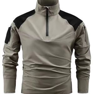 T-shirt tactique d'extérieur formel pour homme à manches longues, col rond, plusieurs poches, respirant, durable, séchage rapide, écologique - Product Image 1