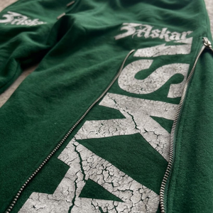 Askar Men's Green Sweatpants Elastic Waist Zipper Side Letter Crack Print Casual Breathable Lightweight Polyester Summer Style - Product Image 3