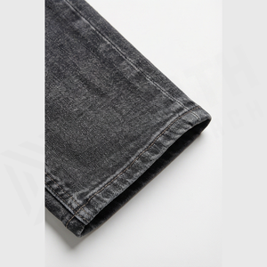 Jean en denim coupe droite délavé foncé pour homme, taille haute, coupe slim, en coton, style décontracté, pantalon d'automne - Product Image 6