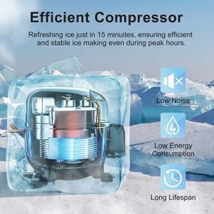 Máquina comercial para hacer hielo, 500 lb/24H con depósito de almacenamiento de 350 lb, hielo listo en 8-15 minutos - Product Image 3