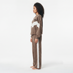 Conjunto de Chándal Casual Oversize para Mujer con Sudadera de Paneles Chevron Lavado Ácido y Pantalones de Pierna Recta, Venta al por Mayor Personalizada - Product Image 4