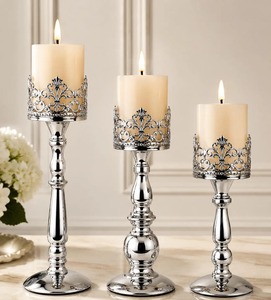 Premium Set Of 3 Lavish <b>Candle</b> Stands Elegant Decorative Holders Perfect For Living Room Styling And Gifting Purpose From India - Product Image 5