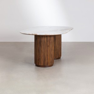 <span class=keywords><strong>Tavolo</strong></span> da pranzo ovale Vandana Grand Vento <span class=keywords><strong>200x100</strong></span> cm in pietra naturale e legno di mango Giselda - Product Image 4