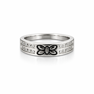 Namivaa Butterfly Band <b>Ring</b> Diamond Round Classic Elegant Minimalist Women Wedding Engagement Promise Gift Daily Micro Insert - Product Image 1