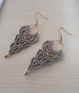 Handmade Vintage Gold Plated Macrame Butterfly Chandelier <b>Earrings</b> Assorted Colors Wholesale - Product Image 3
