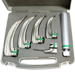 Macintosh Fiber <b>Optic</b> Laryngoscope <b>Instrument</b> Set 5 Blades Professional Manual Intubation Equipment Stainless - Product Image 1